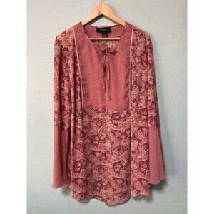 Vintage Y2K Venezia Women's Plus Size Pink Boho Long Sleeve Shirt Top Size 22/24